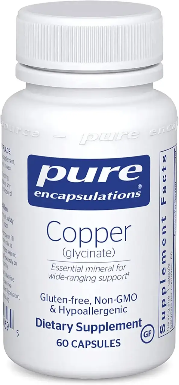 

Медь (глицинат), Copper (glycinate), Pure Encapsulations, 60 капсул (PE-00069)