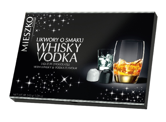 

Конфеты шоколадные Whisky & Wodka с начинкой водки и начинкой ликера 143г