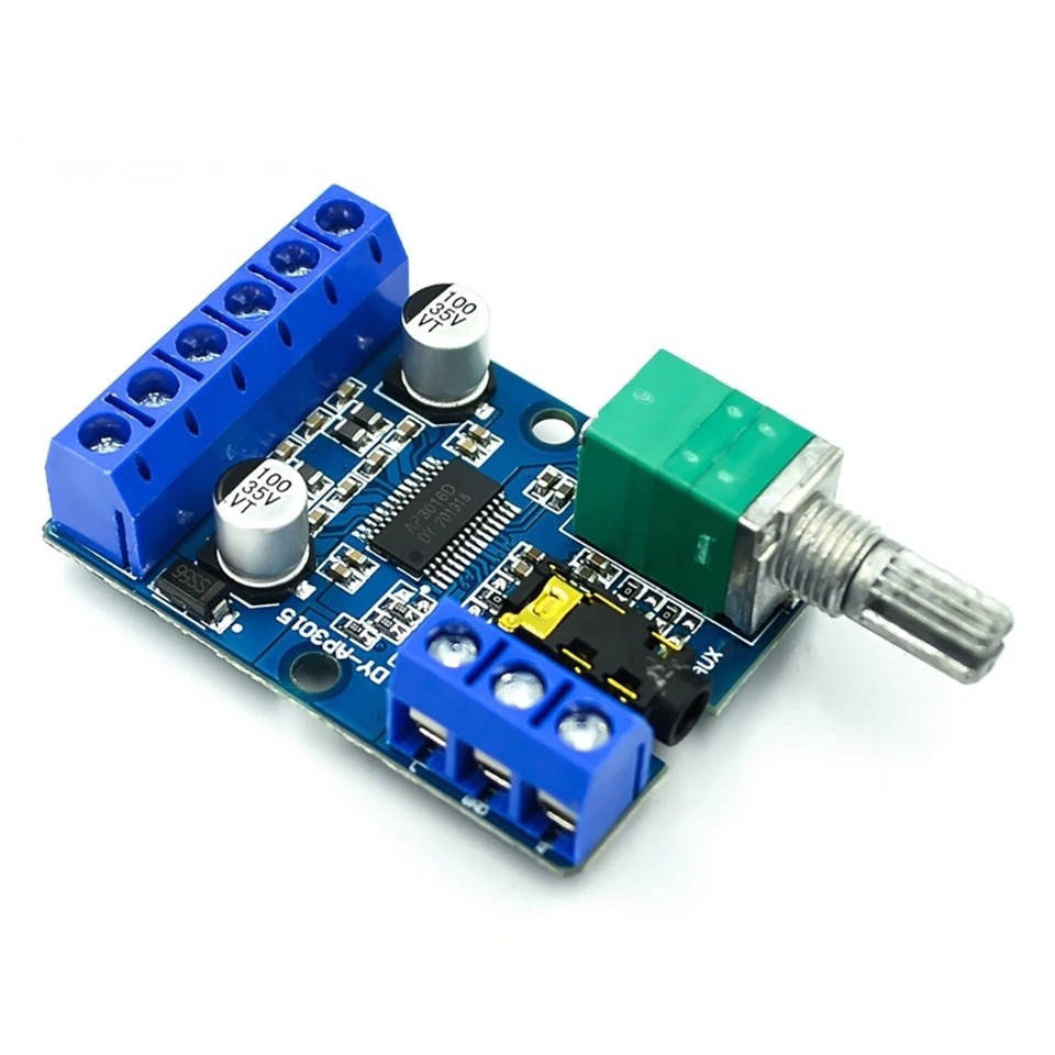 

Усилитель звука 2х30W класс D на чипе AP3016D с регулятором громкости, модель DY-AP3015