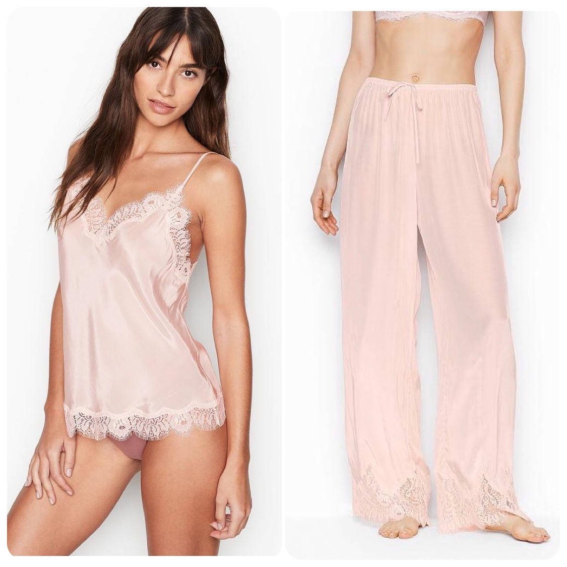

Шелковая Пижама Victoria’s Secret Lightweight PJ Set, Розовая