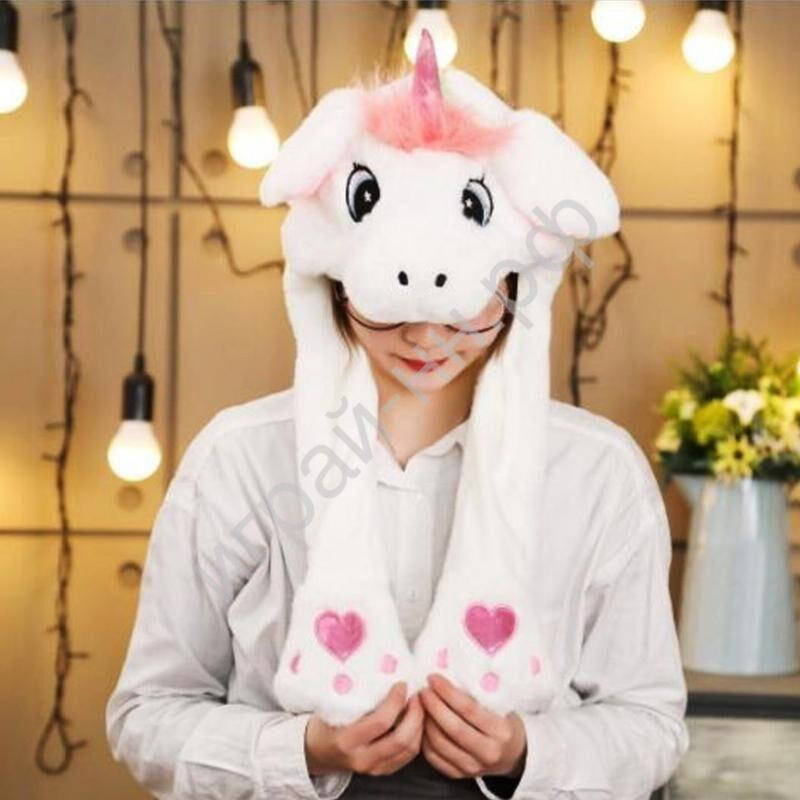 

Светящаяся шапка Единорог Pikachu toys soft toys with led с двигающими ушками Белый