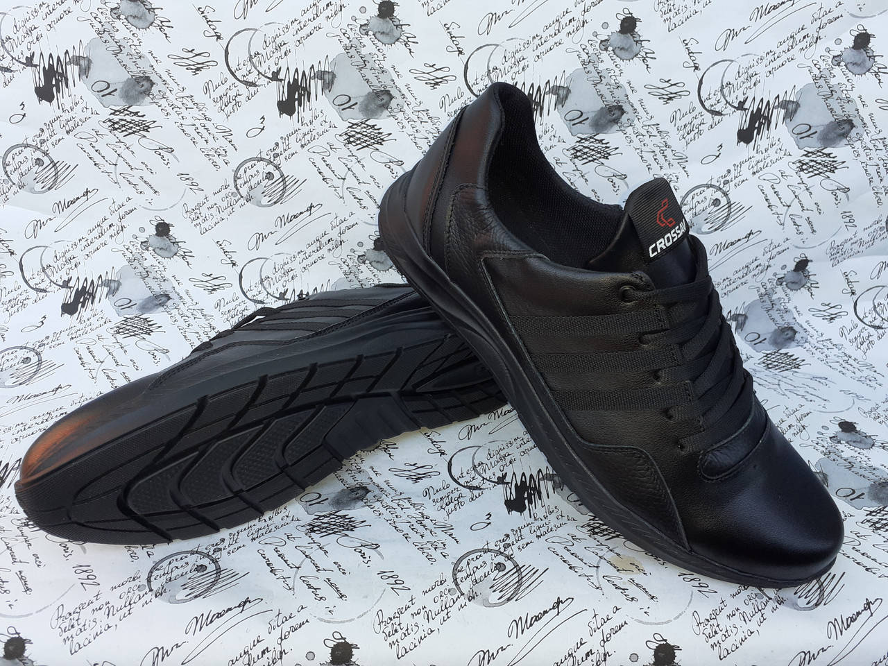 

Мужские кроссовки ADIDAS TIME великаны батал большие размеры натур. кожа, Черный