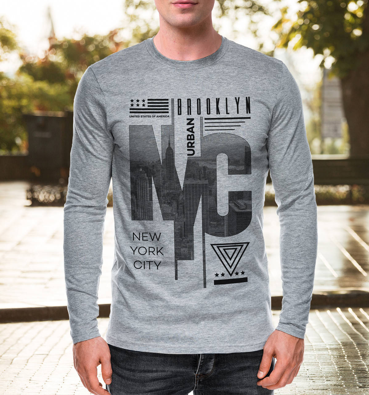 

Модная мужская футболка с длинным рукавом "NYC"