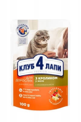 

4 Лапы пауч для кошек кролик в желе 100г