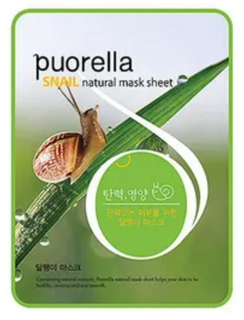 

Восстанавливающая тканевая маска для лица Puorella Spunlace Masks Муцин улитки 20 мл