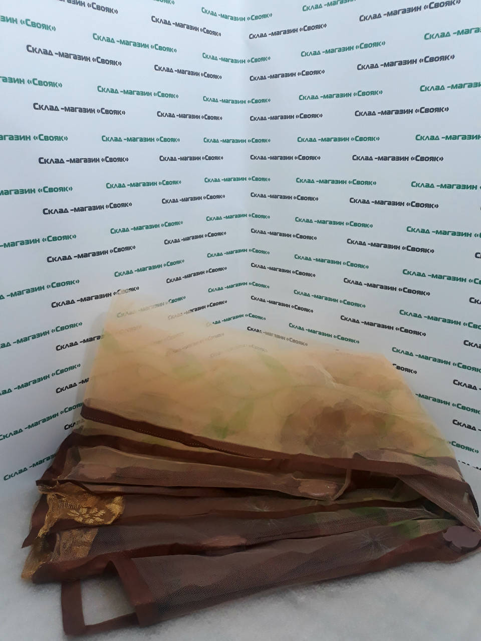 

Москитная сетка на магнитах (на дверной проем) на магнитах. Двойная линия магнитов. С узором., Коричневый