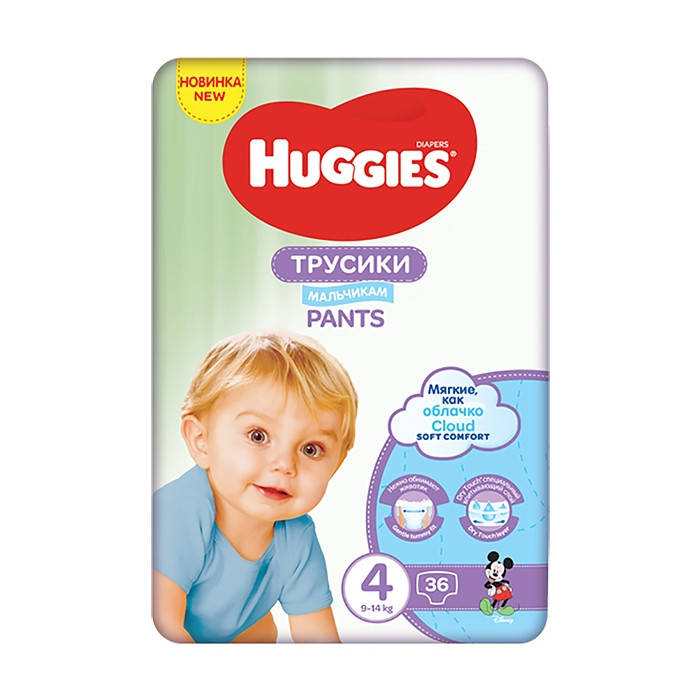 

Детские подгузники-трусики Huggies Pants 4 (9-15 кг) 36 шт. BOY, Разные цвета