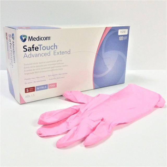 

Перчатки нитриловые Medicom SafeTouch Advanced Extend - 50 пар, размер  (без пудры) розовые, 3.6 г