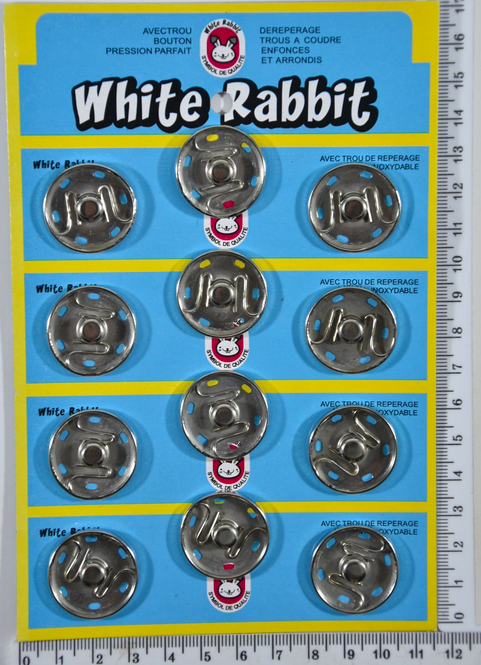 

Кнопка пришивная нержавейка на планшете ф=25мм бел уп=12шт