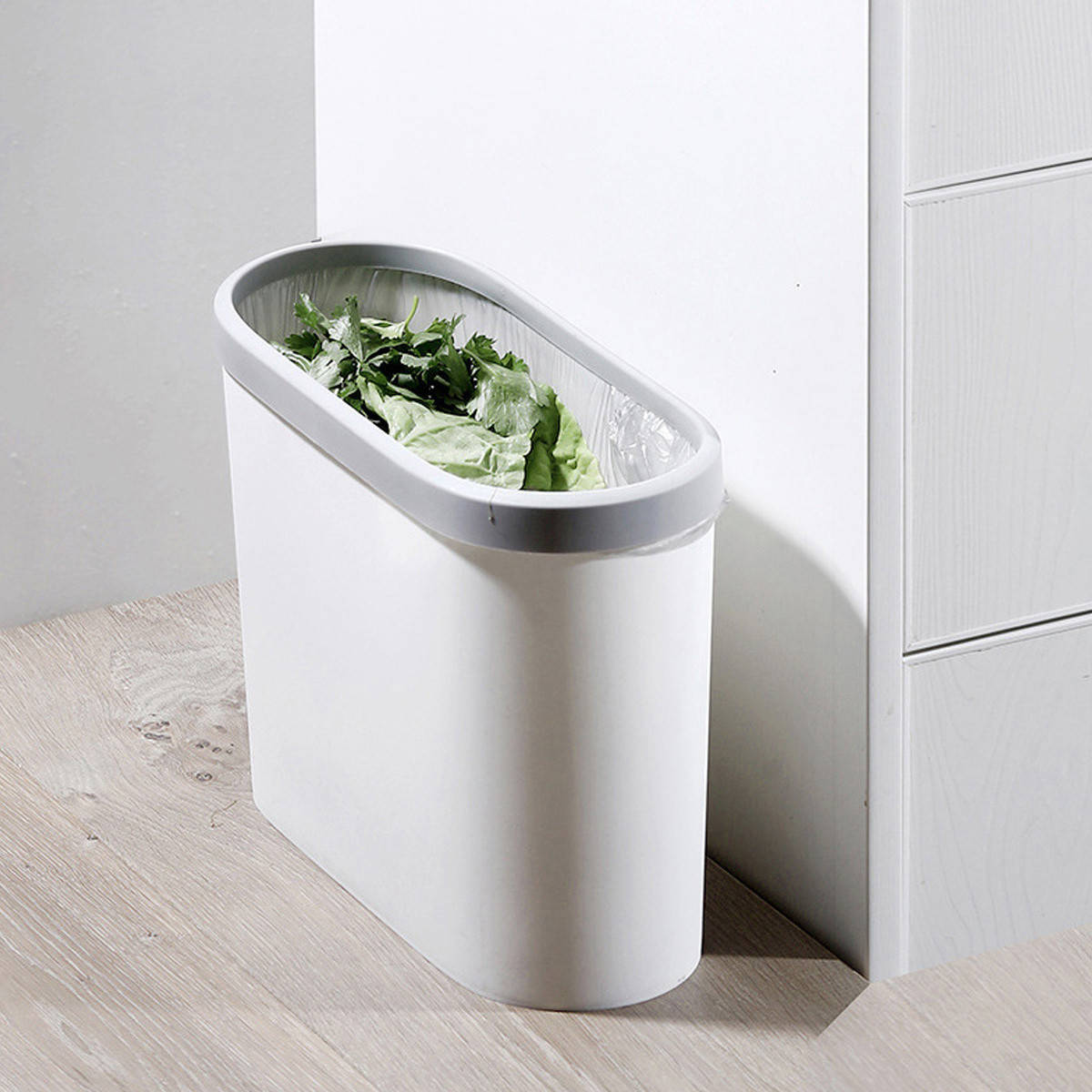 

Узкое ведро для мусора 10 л пластиковое белое MVM BIN-08 10L WHITE, Белый
