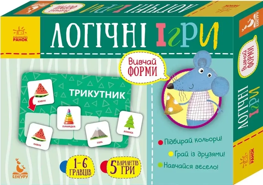 

Логические игры "Изучай формы" 24 карточки укр. 918002