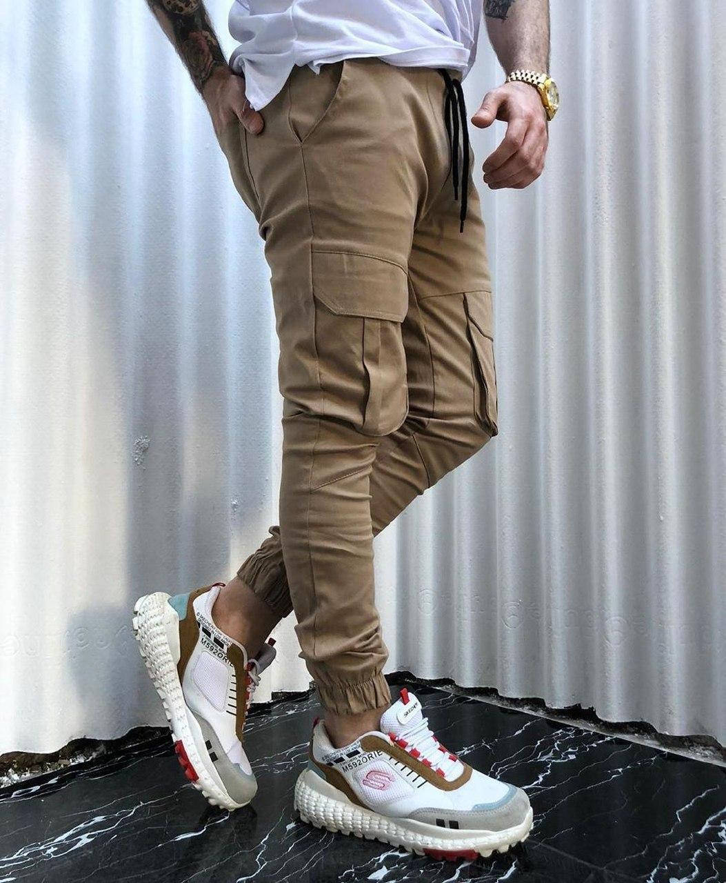 

Мужские стильные карго , с карманами (бежевые)