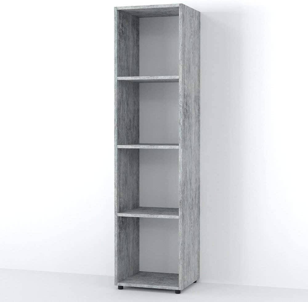 

Стеллаж для дома, стоящая, подвесная полка из ДСП 4 открытых отсека, Бетон, Серый