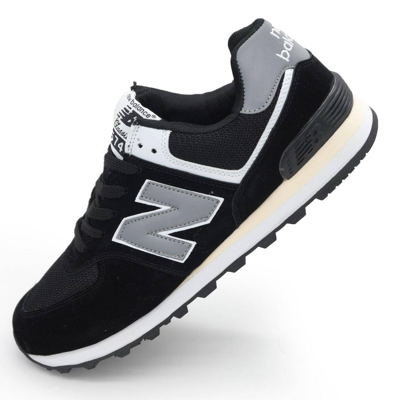 

Мужские кроссовки New Balance 574 черно белые р.(44), Черно-белый
