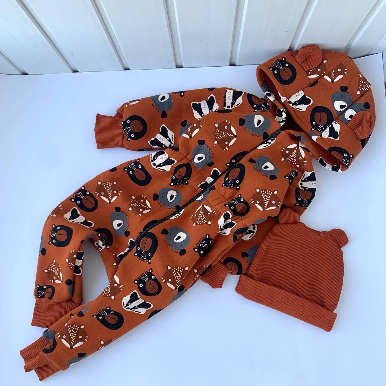 

Ромпер на флісі з шапкою для хлопчика