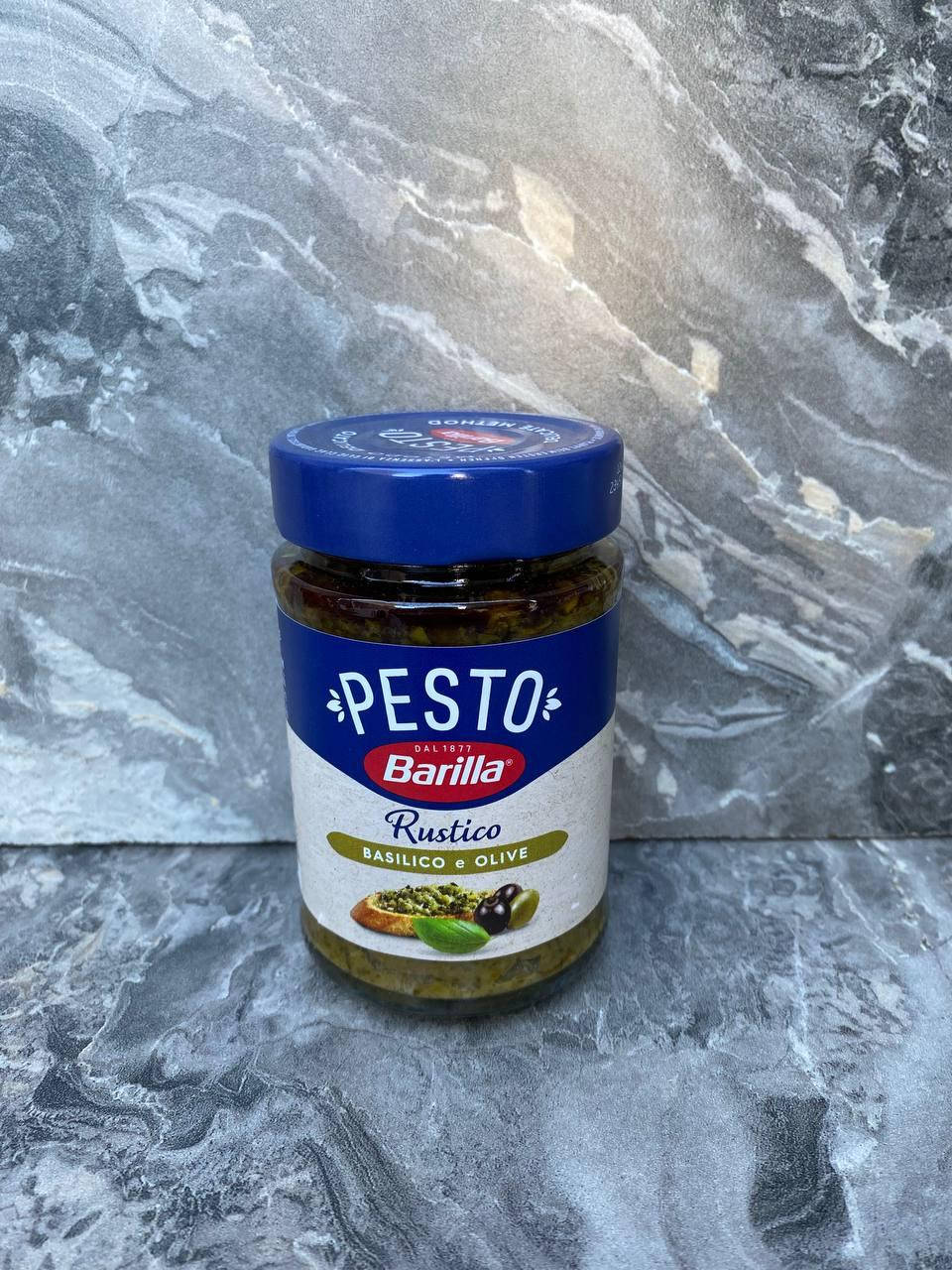 

Соус песто Pesto Barilla Rustico Basilico e Olive с базиликом и оливками 200 грм