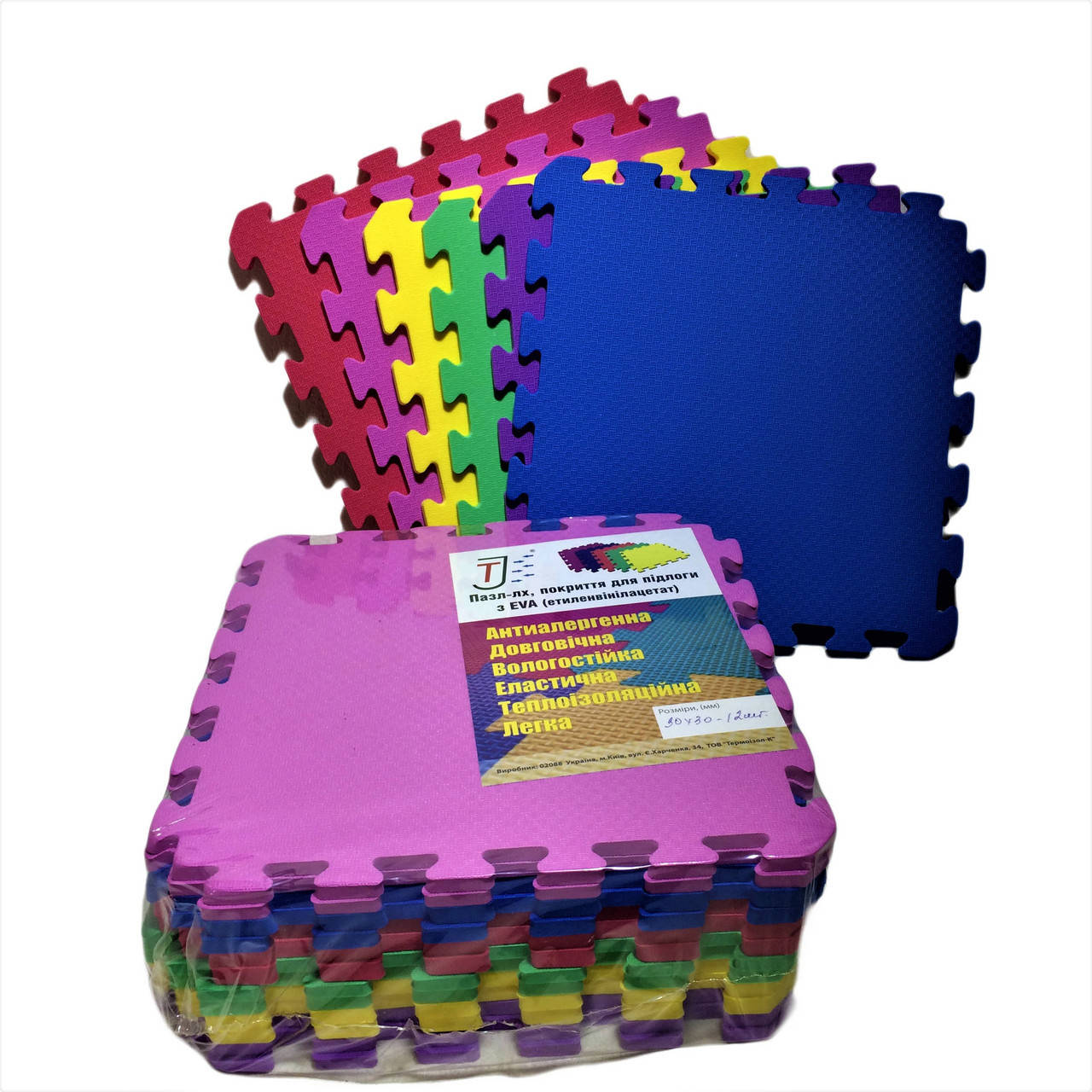 

Детский коврик - пазлы 12 элементов, 30х30см