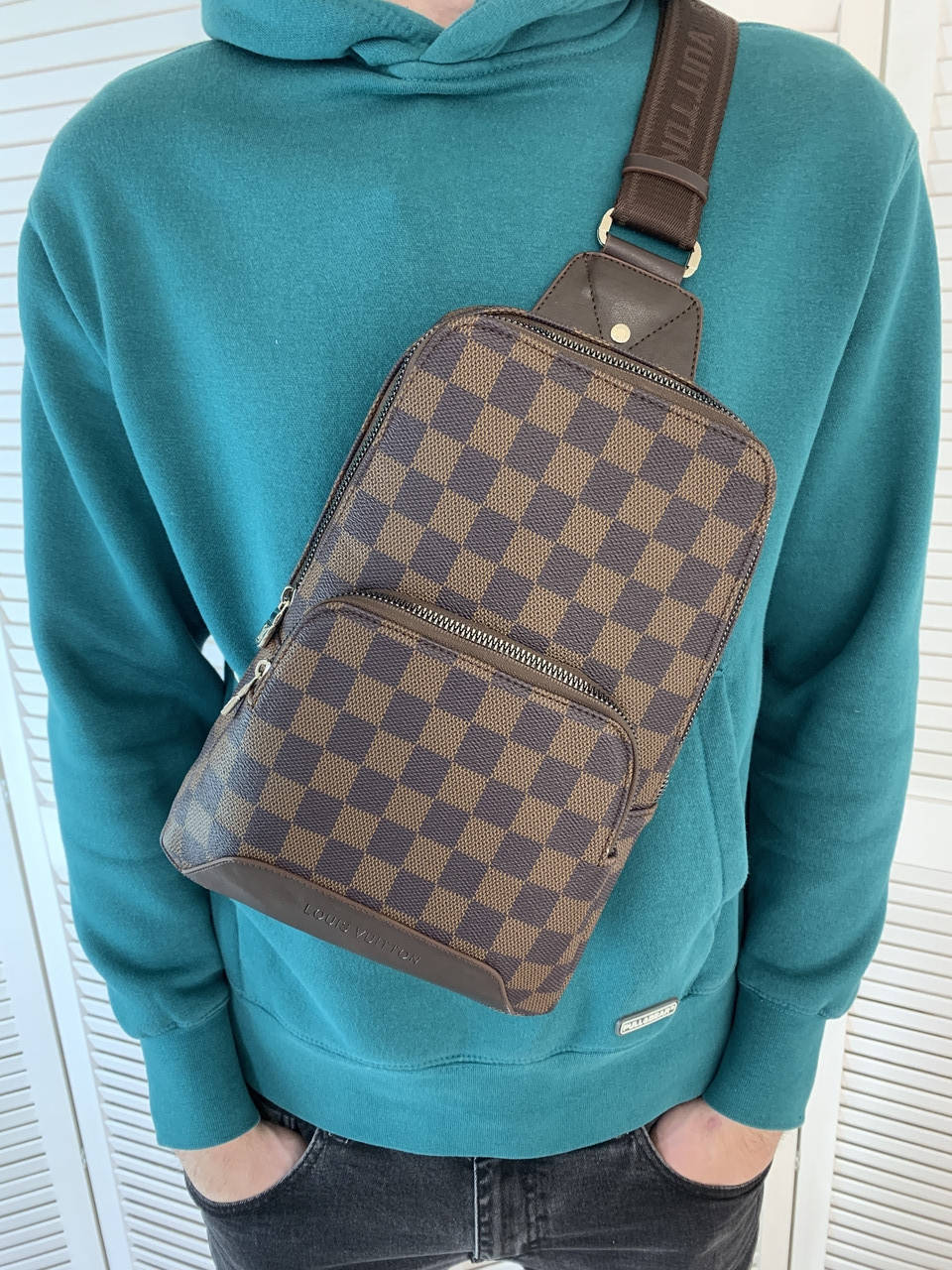 

Брендовая Мужская сумка через плече Луи Витон louis vuitton слинг мессенджер планшетка рыжий цвет коричневый