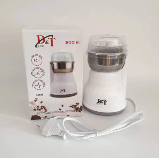 

Кофемолка бытовая D&T Smart DT-594 200Вт измельчитель нержавеющая сталь