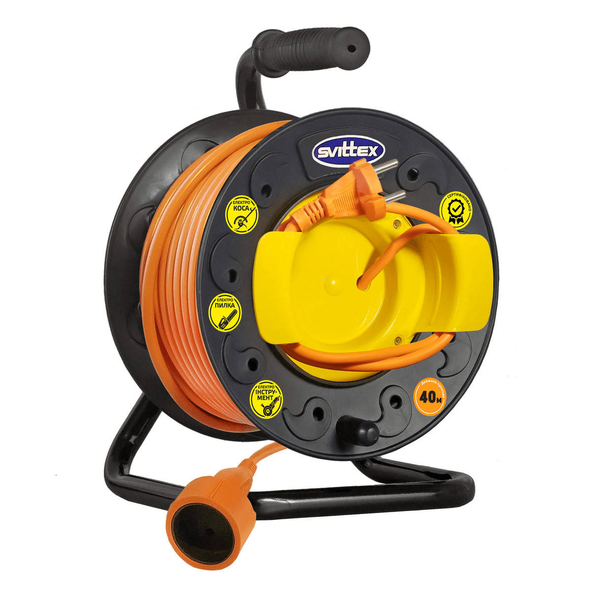 

Удлинитель SVITTEX на катушке 40 м. 2х1,5 мм² с выносной розеткой.