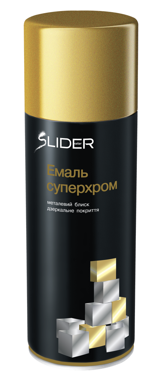 

Краска аэрозольная с эффектом хрома Супер Хром ЗОЛОТО SLIDER 400 мл, Золотистый