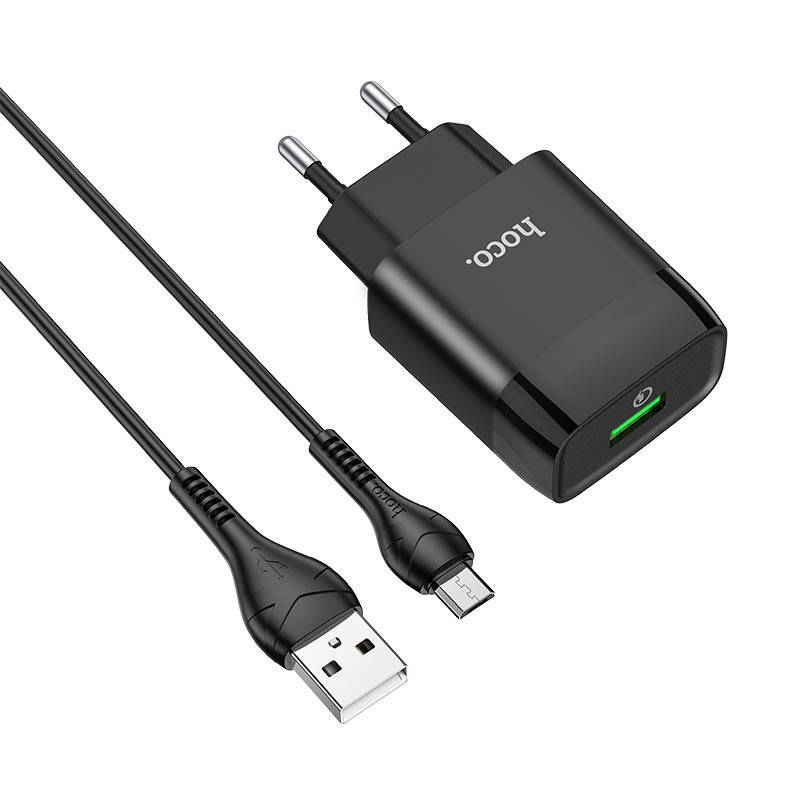 

СЗУ Hoco C72Q Glorious QC3.0 18W (1USB/3A) + MicroUSB, Черный