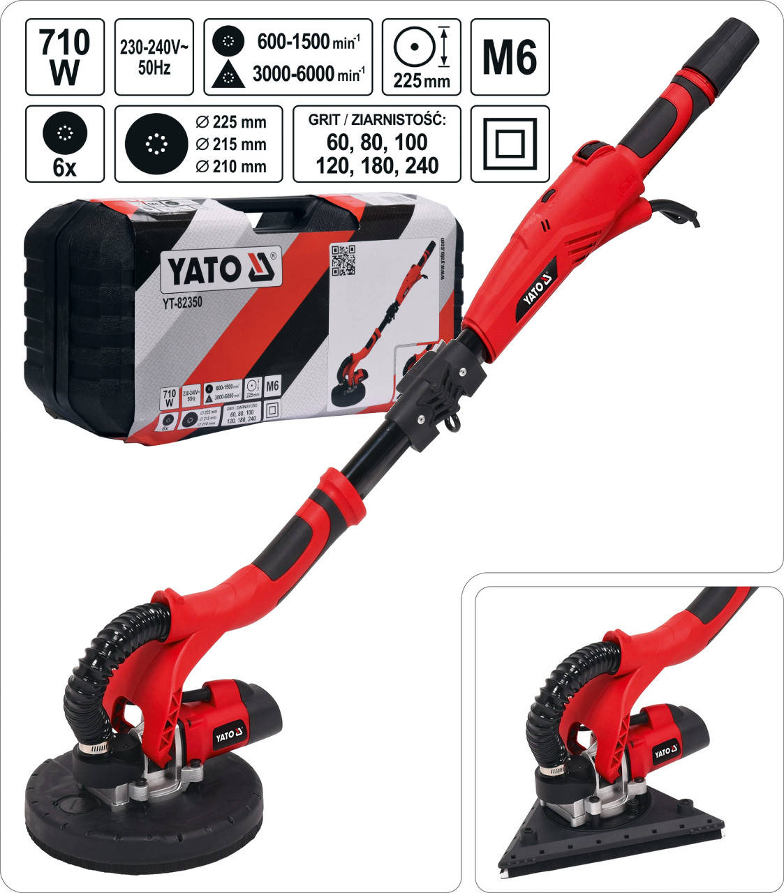 

Шлифмашина для стен и потолка YATO YT-82350