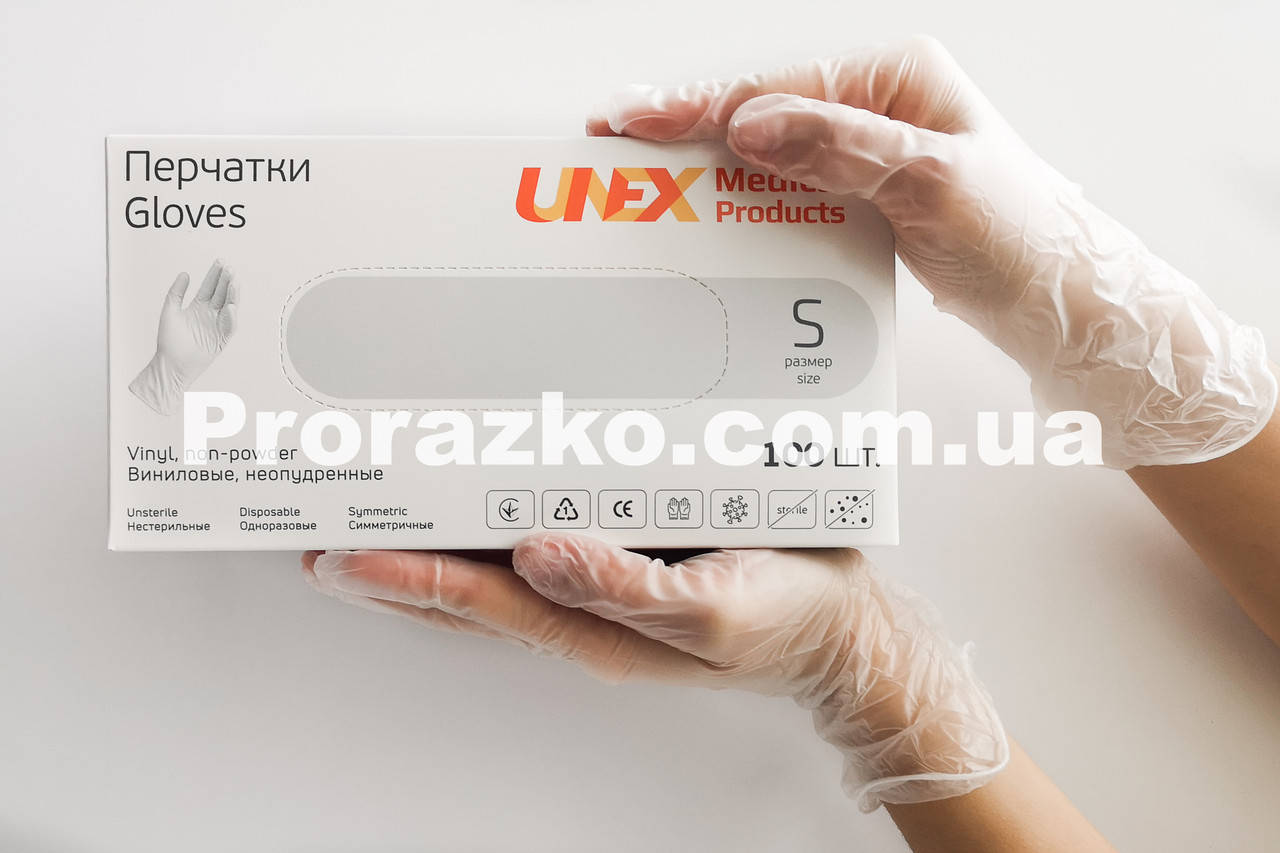 

Виниловые перчатки, Unex,  (6-7), прозрачные, 100 шт, Прозрачный