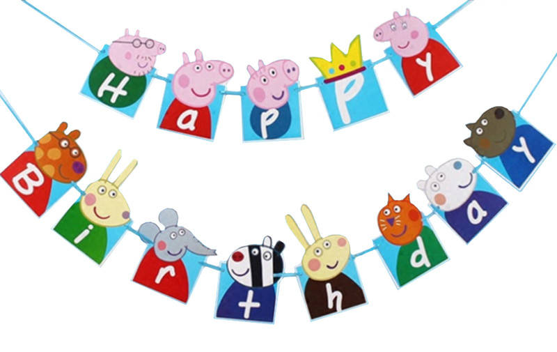 

Гирлянда бумажная Happy Birthday Свинка Пеппа