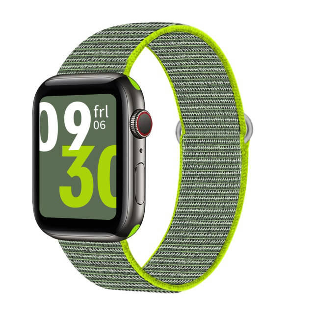 

Нейлоновый ремешок (Neylon Band) для Apple Watch 42mm/44mm/45mm (11) Lime Black черно-зеленый