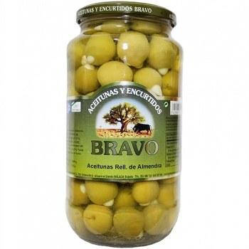 

Оливки Bravo Aceitunas Verdes, фаршированные цельным миндалем, 1 кг