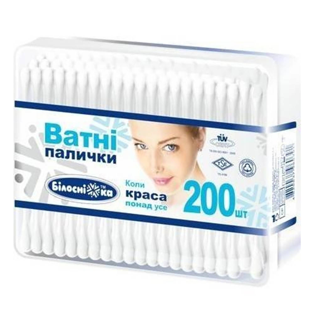 

Ватные палочки в пластиковой упаковке Белоснежка 200 шт. (4820173080359)