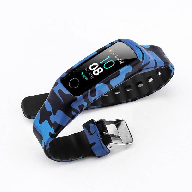 

Силиконовый цветной ремешок на фитнес трекер Honor band 4 и Band 5. защитный синий