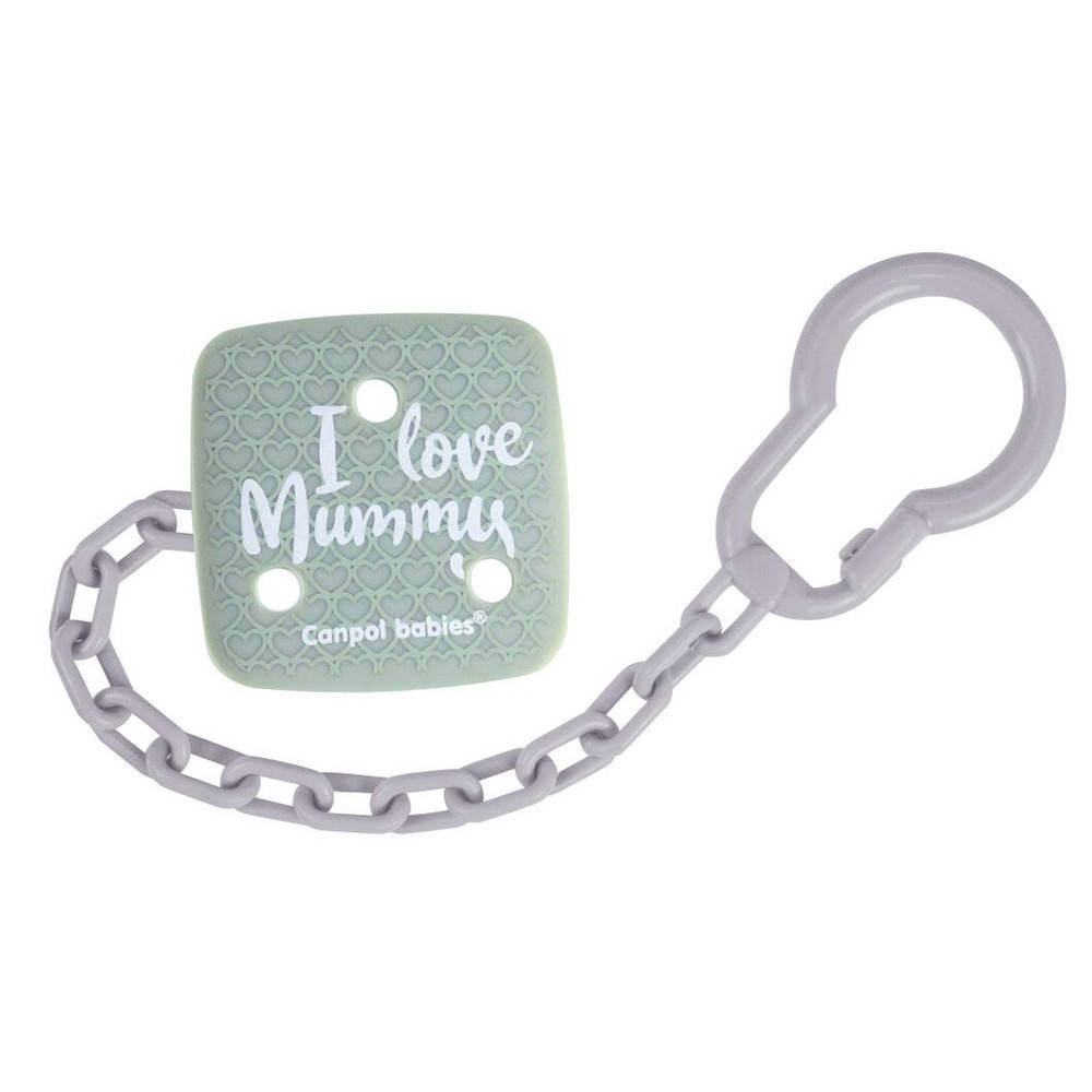 

Цепочка к пустышке серая Canpol Babies I Love Mummy (5903407024349), Серый