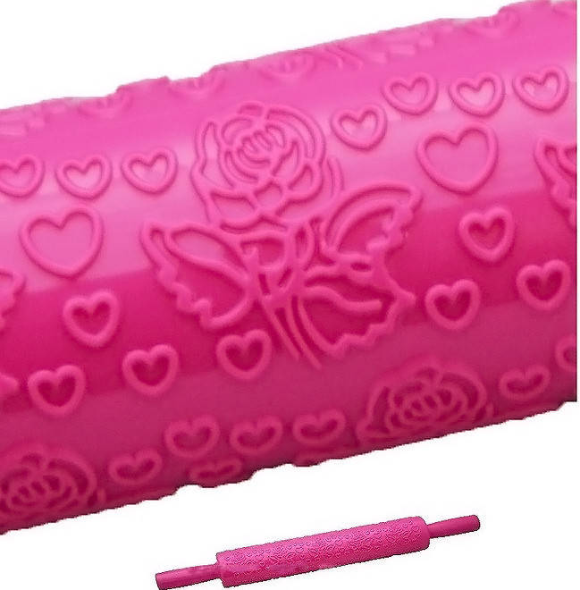 

Скалка текстурная пластиковая 25 см Сердечки и Розы Empire М-8974