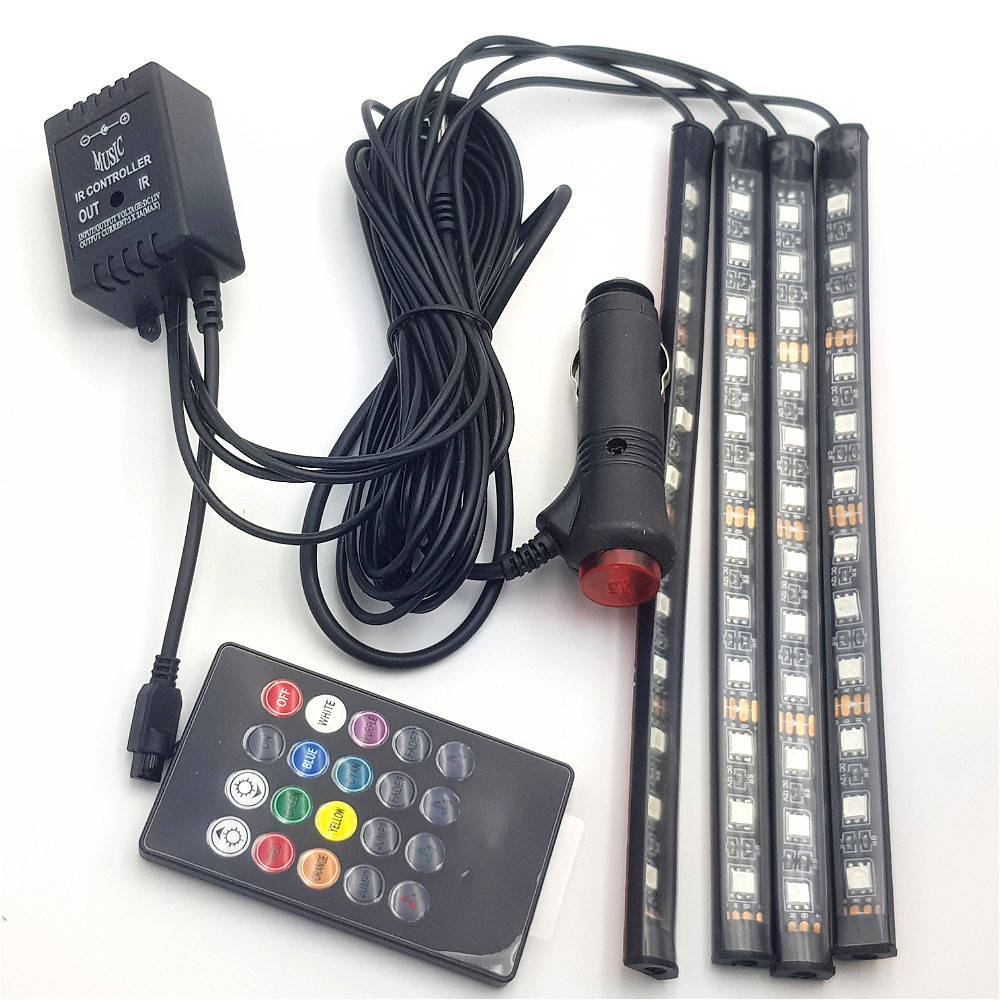 

Led Подсветка для авто RGB водонепроницаемая 7 цветов 4 Ленты с пультом 3306