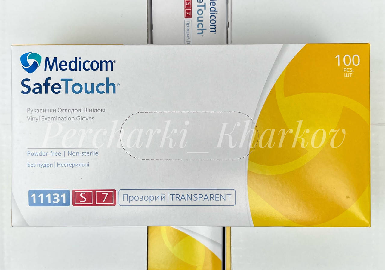 

Виниловые перчатки без пудры Medicom, размер, Прозрачный