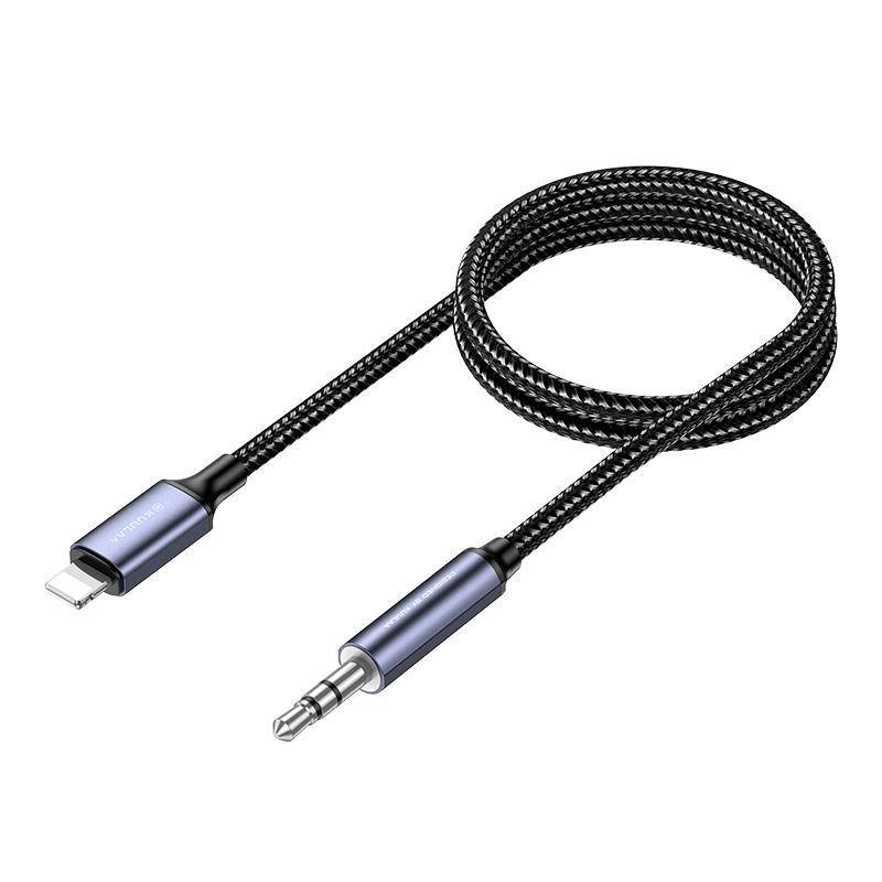 

Переходник KUULAA кабель Lightning to 3.5 mm для наушников/магнитолы 1 м Black (KL-X55), Черный