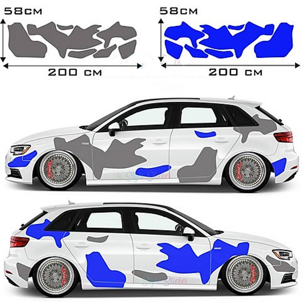 

Декали на кузов авто - Тюнинг камуфляж двухцветный 58х100 см х 4 шт, Белый