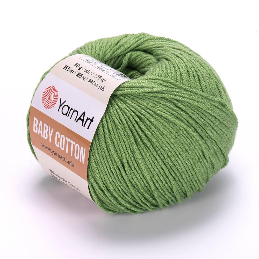 

YarnArt Baby Cotton (Ярн Арт Беби Коттон) № 440 зеленая трава (Пряжа коттон, нитки для вязания), Зелёный
