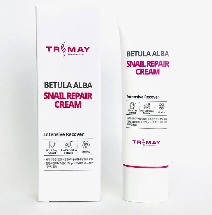 

Крем с берёзовым соком и муцином улитки Trimay Snail Repair Betula Alba Cream 50 мл