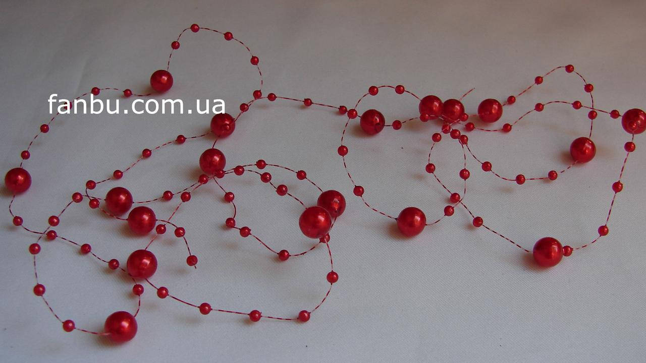 

Бусины на леске (1шт- 1.3метра) красные, Красный