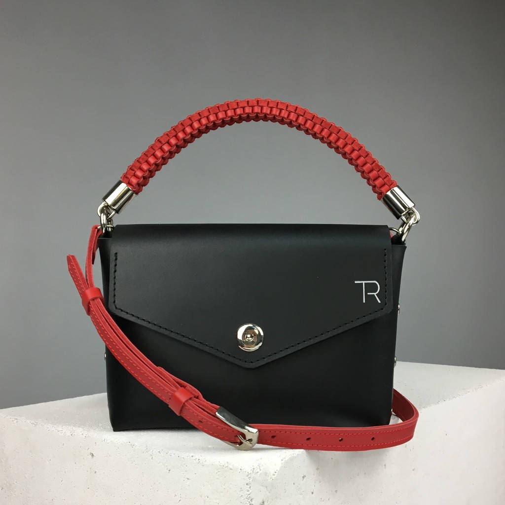 

Кожаная женская сумка "Мини" TREBA (кросс-боди, cross-body) Черная, Черный