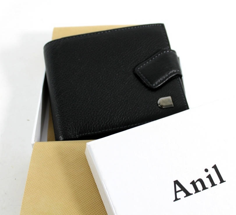 

Вместительный кошелек для мужчин из натуральной кожи Anil "YR 691-A", Черный