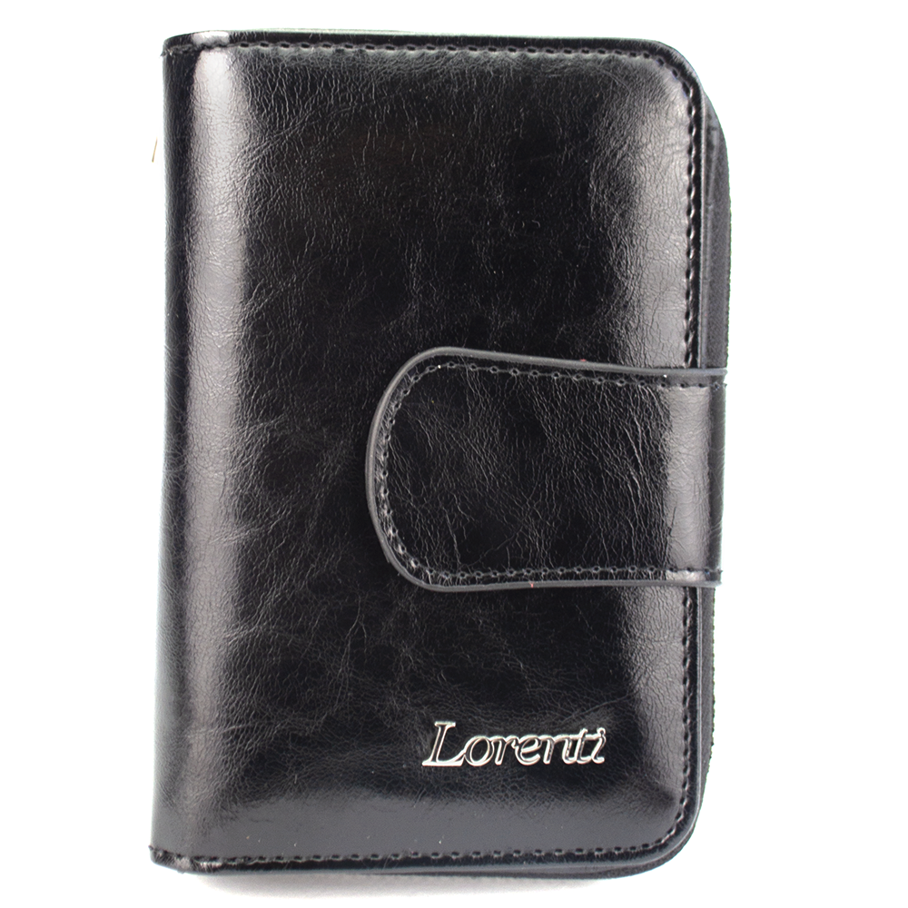 

Женский кожаный кошелек маленький черный Lorenti 76115-BPR black