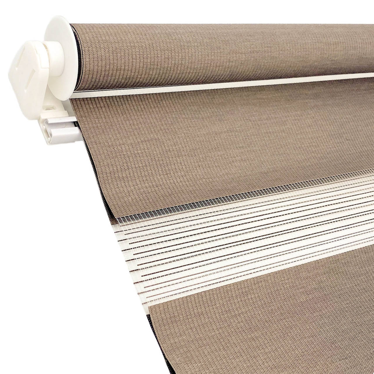 

Рулонные шторы день ночь Коричневый с направляющей леской