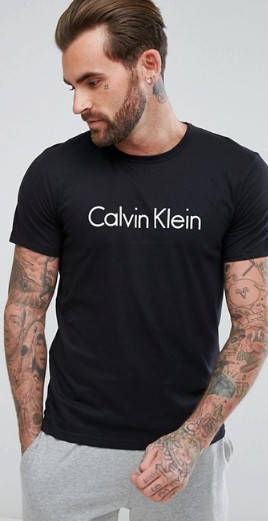 

Футболка мужская Calvin Klein, кельвин кляйн черная с белым лого