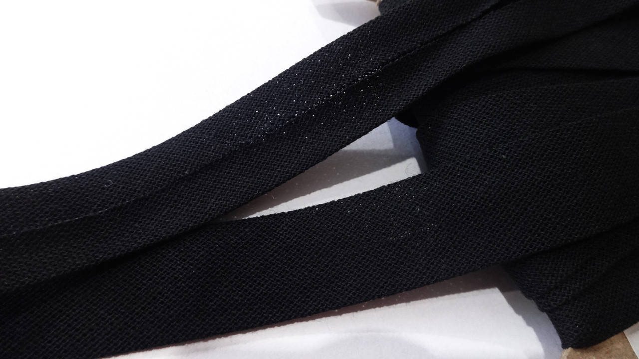 

Косая бейка 100% хлопок Польша 18 мм черная (21), Черный