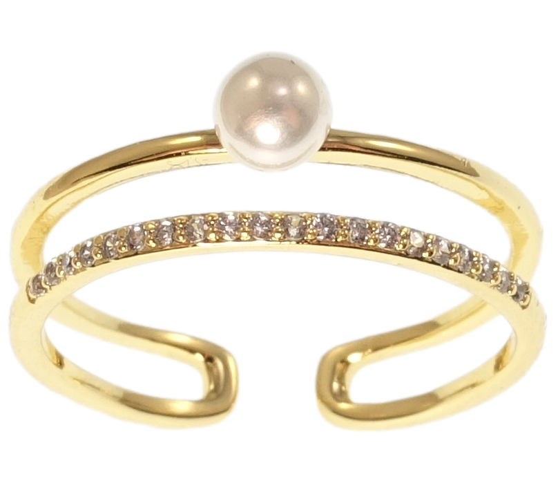

Кольцо Xuping QQMM Позолота 14K "Инкрустация цирконием с жемчужиной" р.16-17,17-18