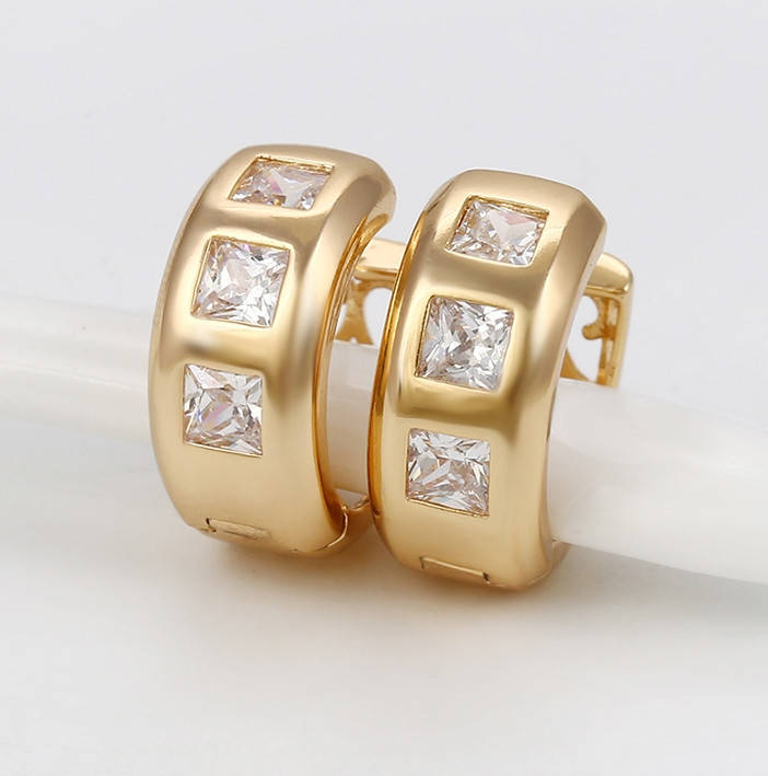 

Серьги, Массивные, кубический цирконий, медсплав Xuping, 18К